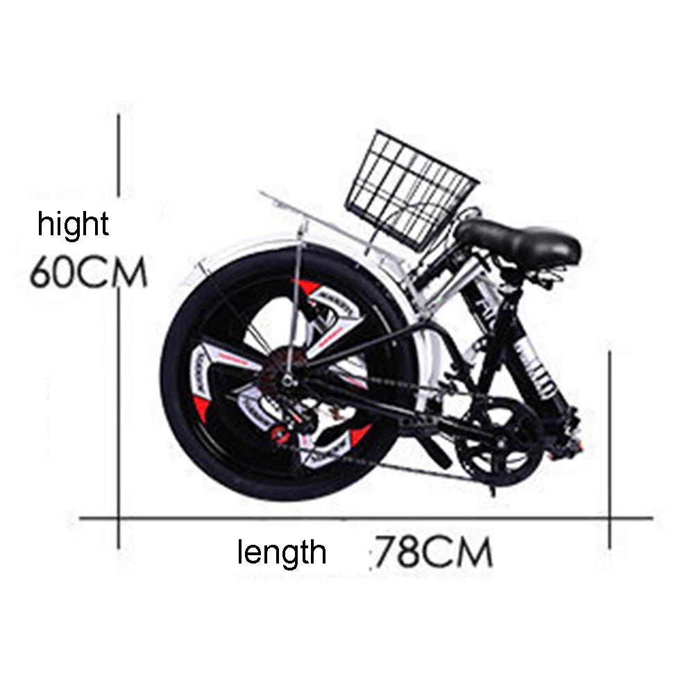 7-скоростной 20-дюймовый складной велосипед с V-образным тормозом на передних и задних колесах среднего диапазона, удобный, легкий и портативный Для взрослых, мальчиков и девочек Изображение 2