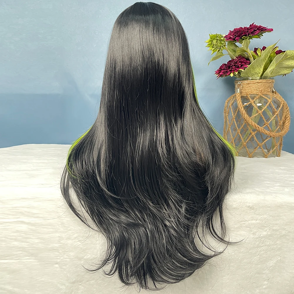 90% Как Парики Из Человеческих Волос для Прямых 28-дюймовых Высококачественных Синтетических Волос с Мелированием 13X4X1 Парики Из Черных Волос Для Женщин Изображение 1
