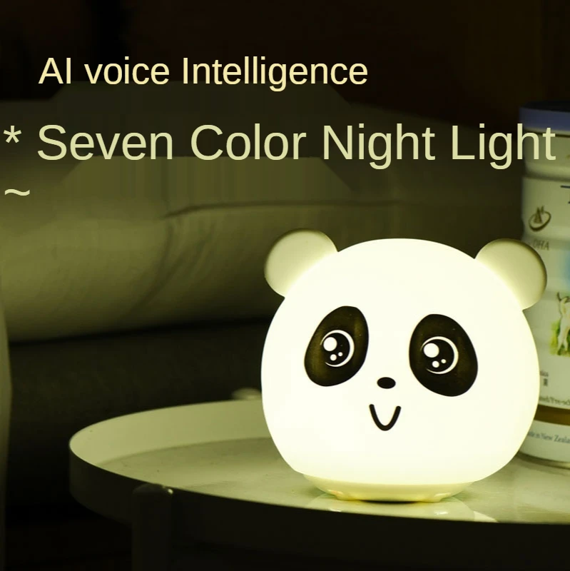 AI Smart Красочный Ночник Автономный Голосовой Пульт Дистанционного Управления Настольная Лампа Подарок Украшение Спальни Прикроватный Милый Силиконовый Ночник Изображение 0