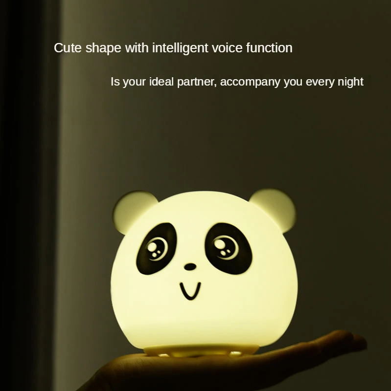 AI Smart Красочный Ночник Автономный Голосовой Пульт Дистанционного Управления Настольная Лампа Подарок Украшение Спальни Прикроватный Милый Силиконовый Ночник Изображение 2