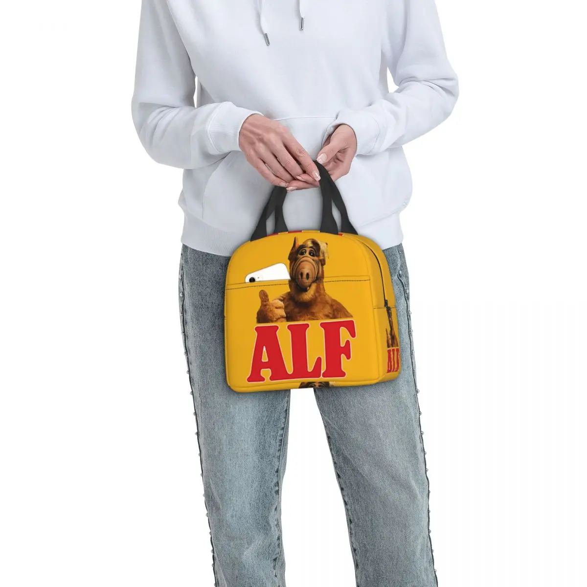 Alf Thumbs Up Lunch Bag Cooler Термоизолированный Ланч-Бокс Инопланетной Формы Жизни для Женщин, Детей, Школьной Работы, Пикника, Еды, Сумки-Тоут Изображение 5