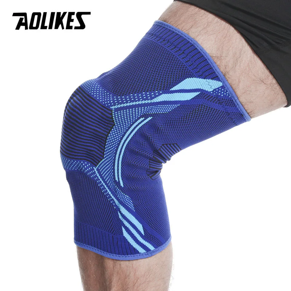 AOLIKES 1 пара наколенников, компрессионные наколенники, гелевая накладка для поддержки и боковой стабилизатор при болях в колене для занятий тяжелой атлетикой в тренажерном зале, бегом Изображение 2