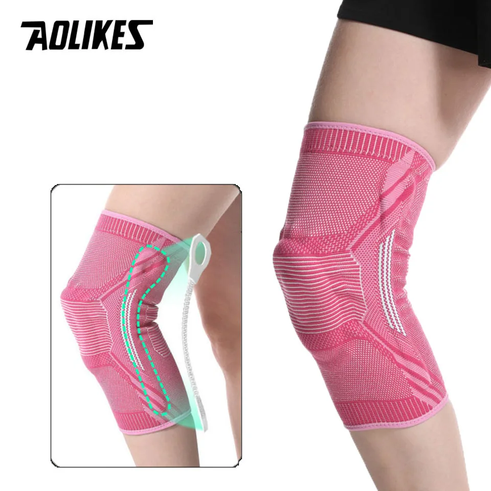 AOLIKES 1 пара наколенников, компрессионные наколенники, гелевая накладка для поддержки и боковой стабилизатор при болях в колене для занятий тяжелой атлетикой в тренажерном зале, бегом Изображение 3