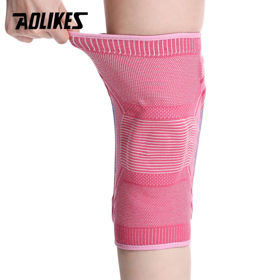 AOLIKES 1 пара наколенников, компрессионные наколенники, гелевая накладка для поддержки и боковой стабилизатор при болях в колене для занятий тяжелой атлетикой в тренажерном зале, бегом Изображение 5