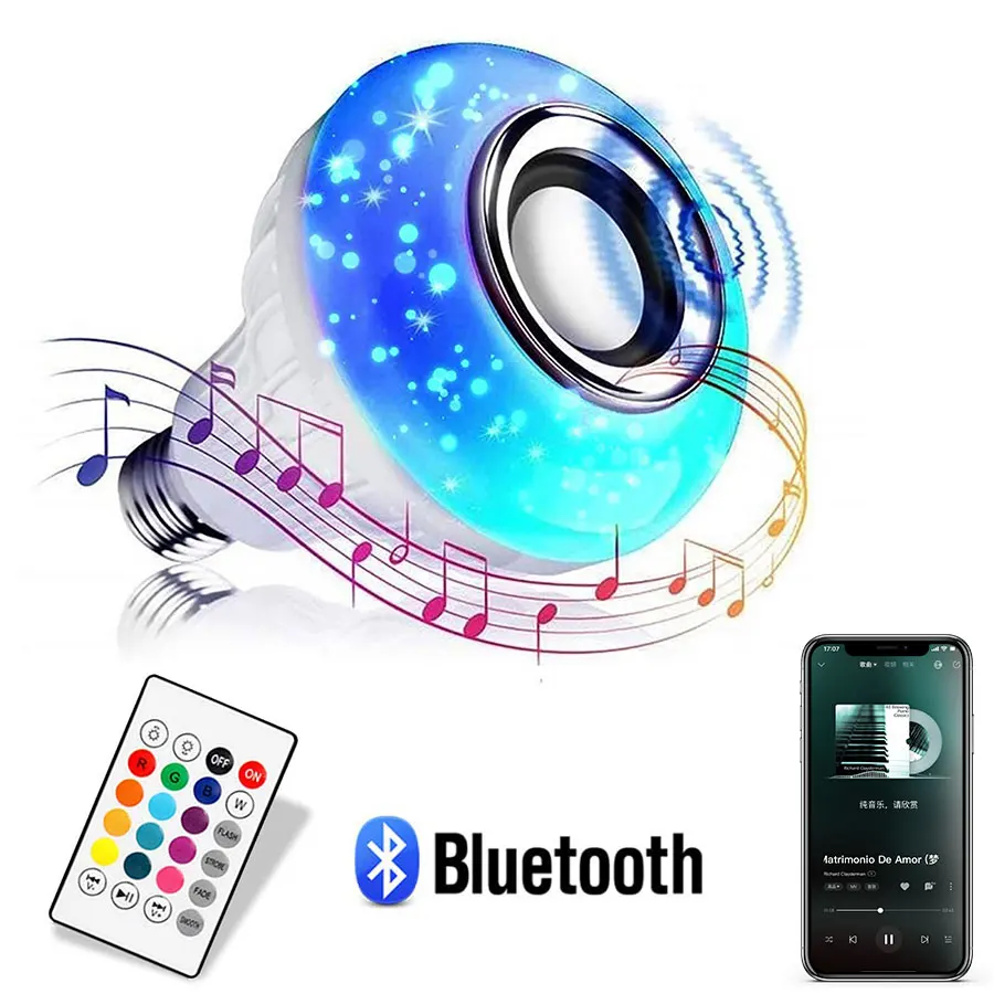 Bluetooth Музыкальная лампа с дистанционным управлением и динамиком, RGB Лампа, меняющая цвет, лампа для спальни, вечеринка, Рождество, Хэллоуин, декор Изображение 0
