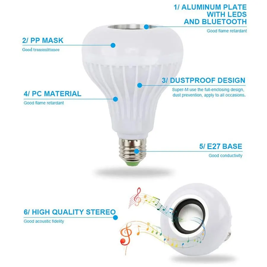 Bluetooth Музыкальная лампа с дистанционным управлением и динамиком, RGB Лампа, меняющая цвет, лампа для спальни, вечеринка, Рождество, Хэллоуин, декор Изображение 5