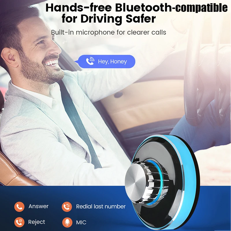 Bluetooth-совместимый аудиоприемник 5.0, Громкая связь, 3,5 мм Разъем AUX, стерео Беспроводной адаптер для автомобильного комплекта, усилитель домашней акустики Изображение 3