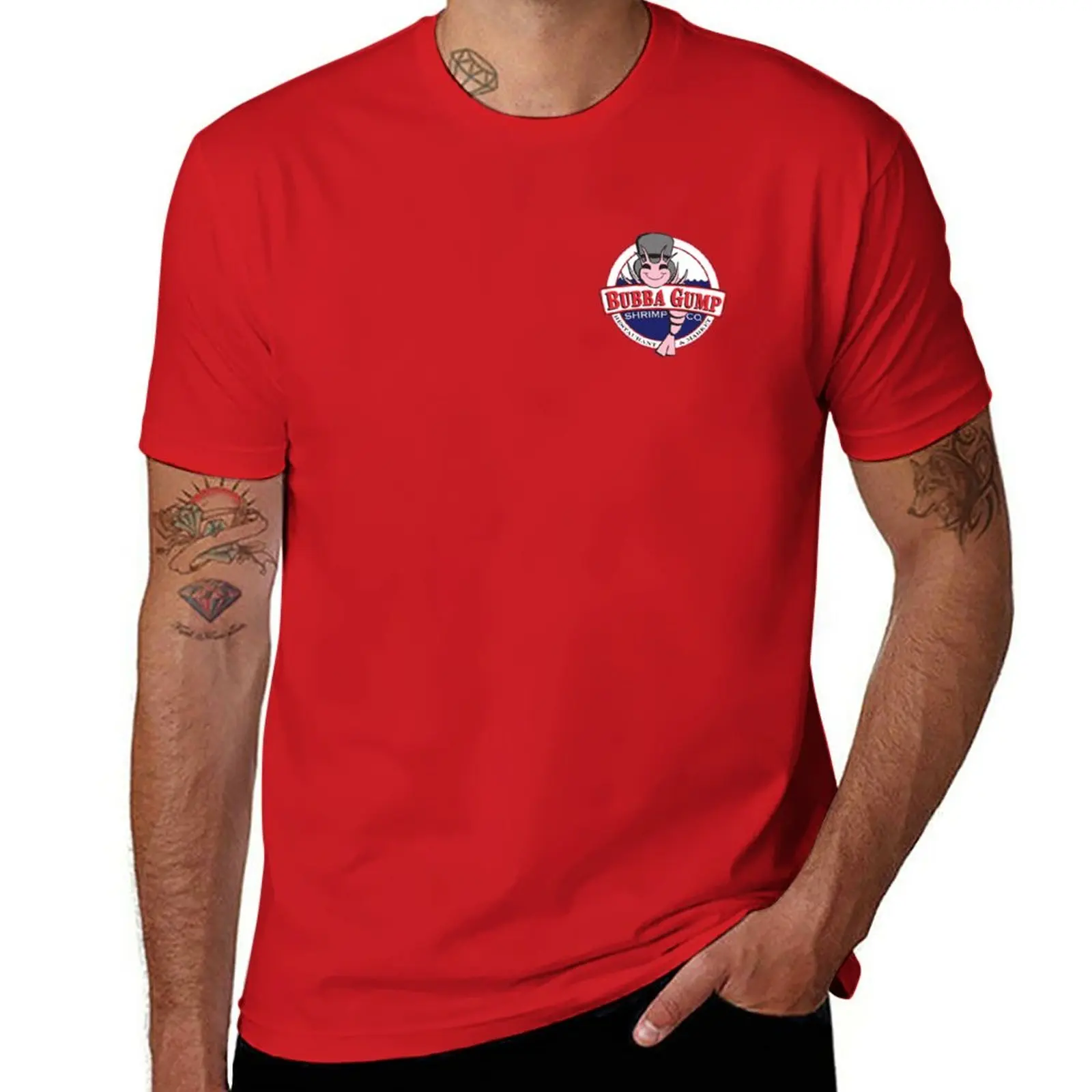Bubba Gump Shrimp co. Футболка, быстросохнущая футболка, великолепная футболка, мужские забавные футболки Изображение 0