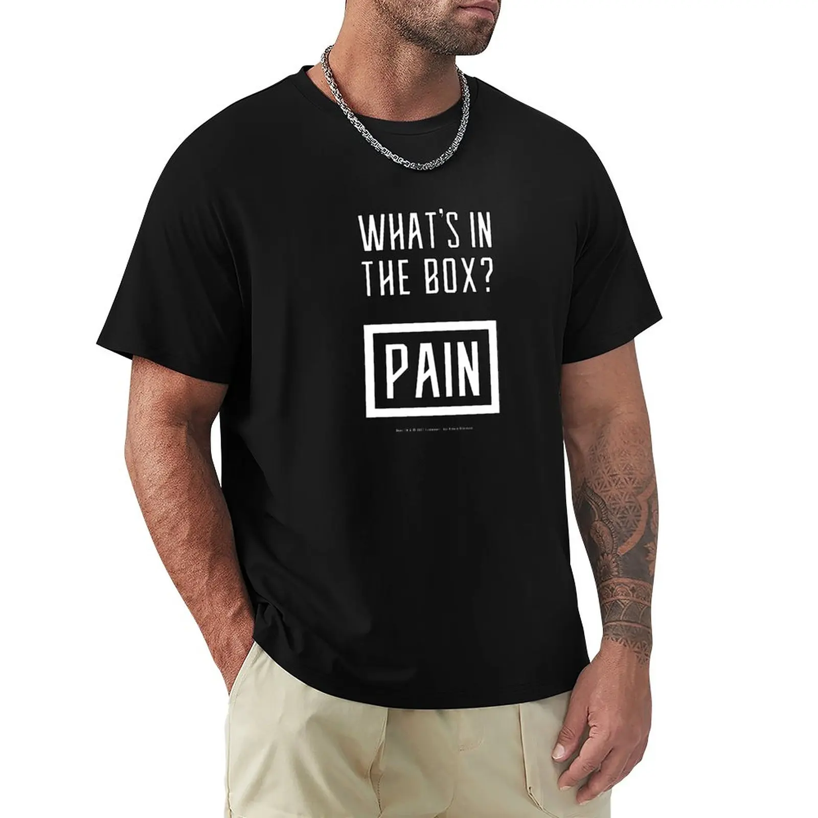 Dune - что в коробке? Pain (Белый) - Футболка с коротким рукавом, эстетичная одежда, черные футболки, мужские футболки в обтяжку. Изображение 0