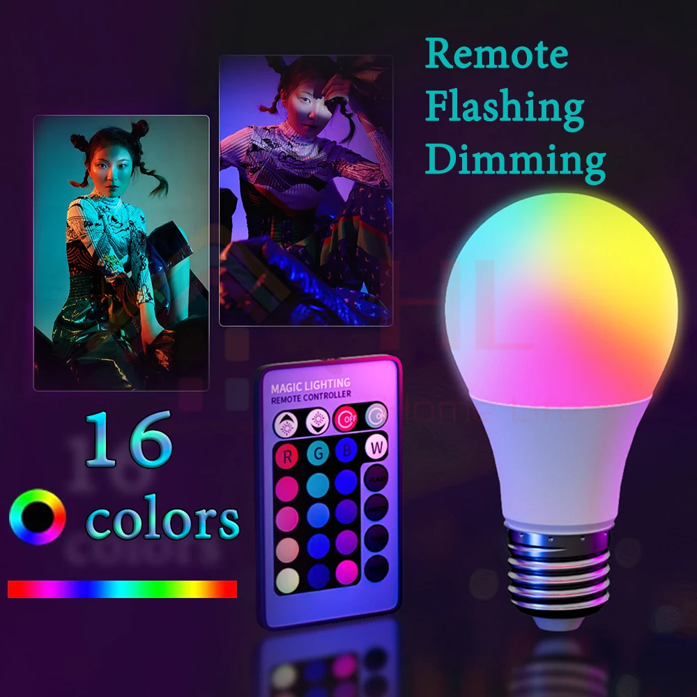 E27 LED RGB Лампа Прожекторная Лампа 220V Bombillas LED 10W 15W 20W ИК Пульт Дистанционного Управления Светодиодная Лампа Smart LED RGBW Лампа Bar Home Decor Изображение 2