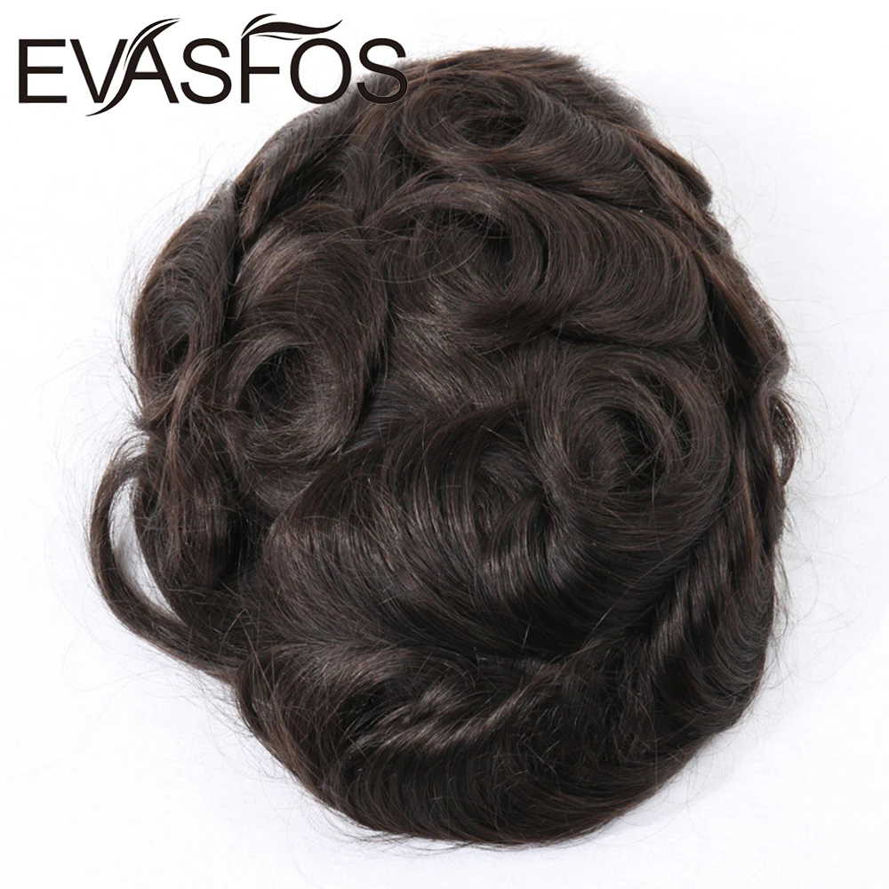 EVASFOS мужской парик из тонкого швейцарского кружева из искусственных человеческих волос Remy, мужской парик, кусочки волос, система волос для протезирования волос, мужской парик Изображение 2