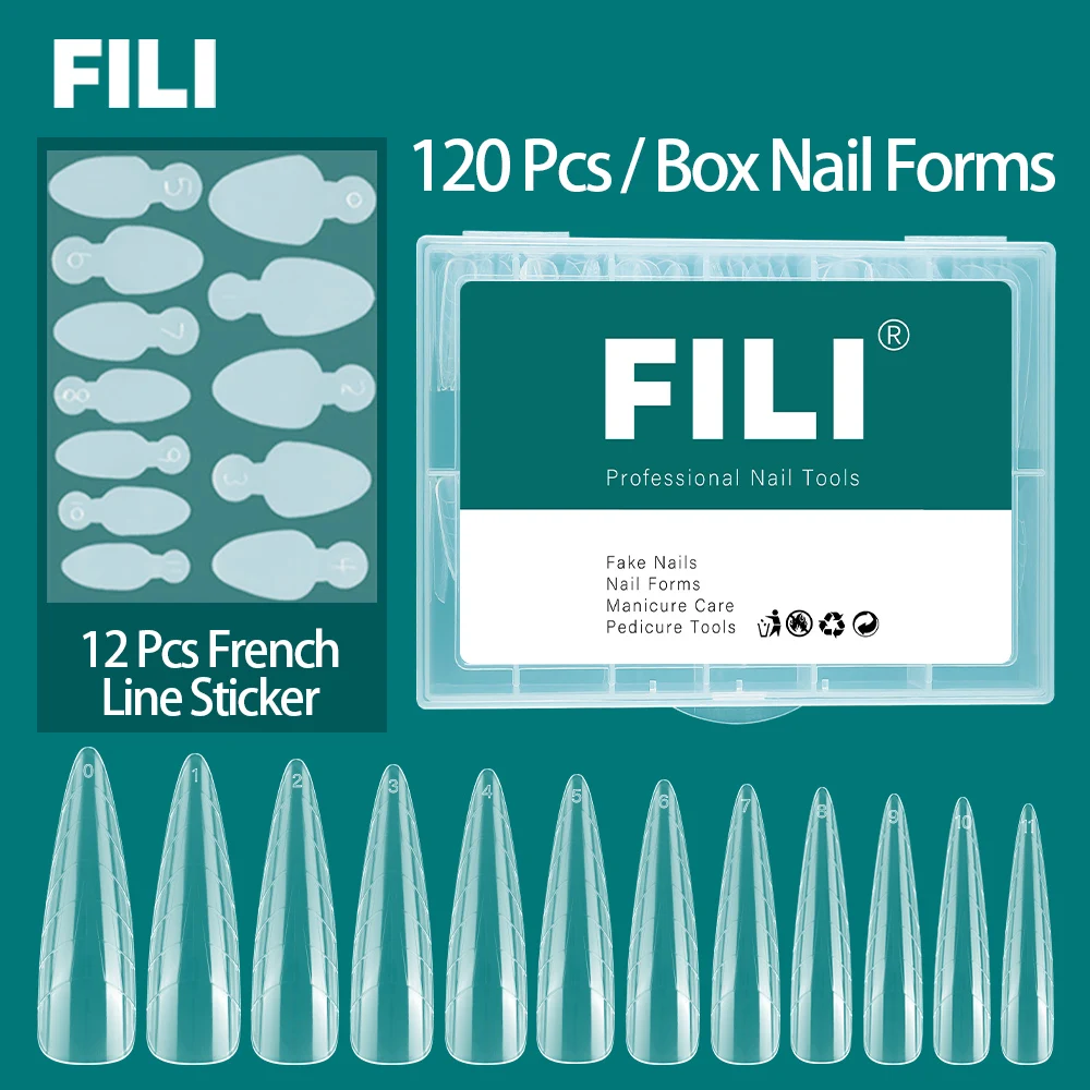 FILI Быстрое наращивание ногтей, формы для УФ-геля French Line, Мягкие силиконовые наклейки, Аксессуары для маникюра, двойные формы для ногтей Изображение 1