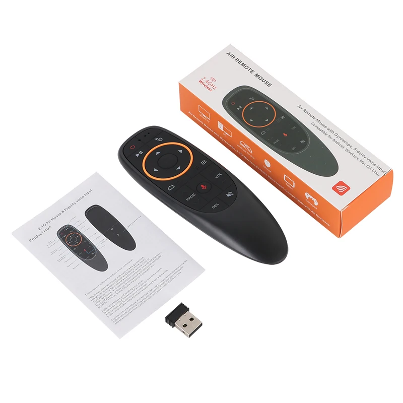 G10 Air Mouse Smart Voice G10S PRO Пульт Дистанционного Управления с USB 2,4 ГГц Беспроводной 6-Осевой Гироскоп Микрофон ИК Для ПК Android tv Box Изображение 5