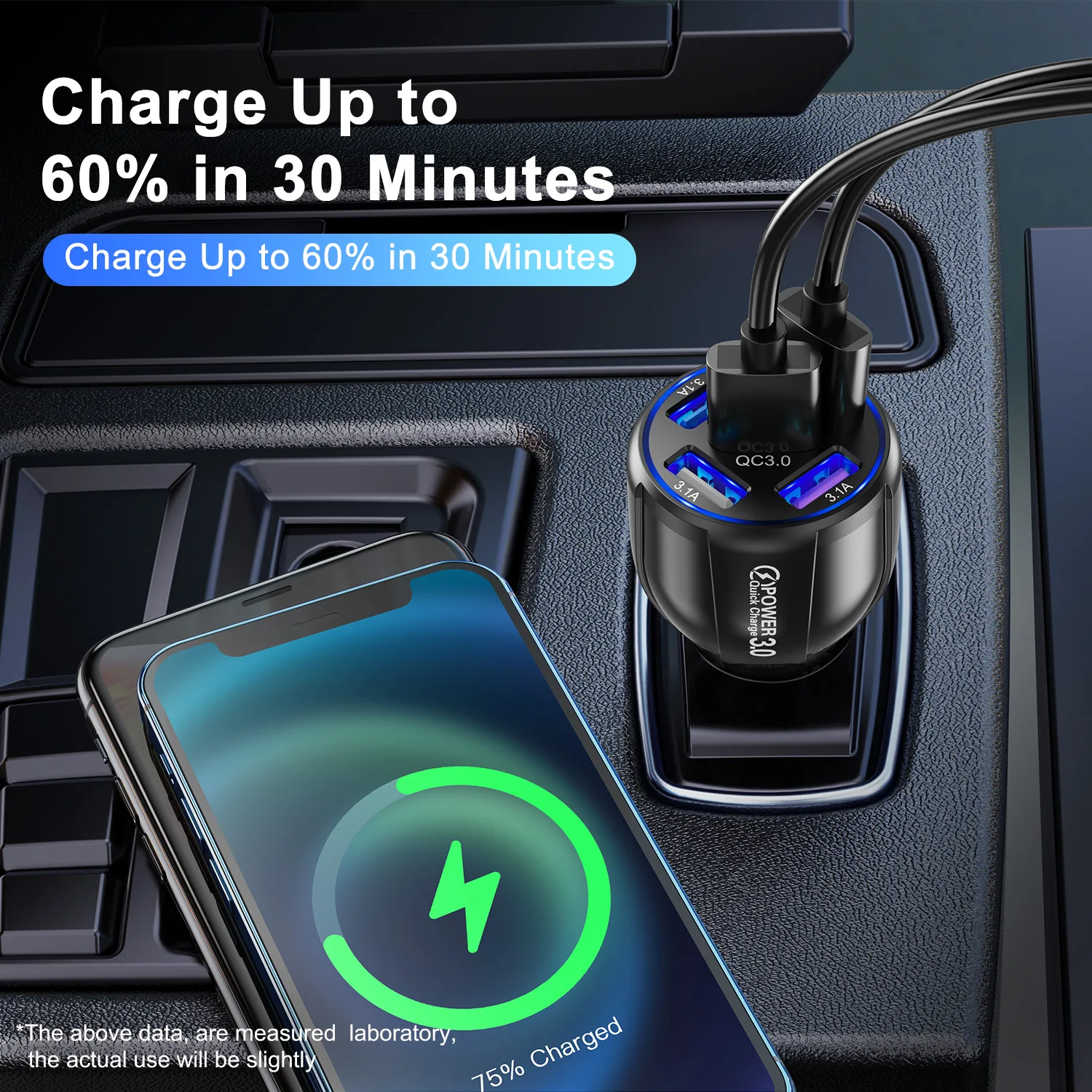 GWTIN 5 Портов USB Car Charge Quick Mini Быстрая Зарядка Для iPhone 12 Pro и Xiaomi Huawei Адаптер Зарядного Устройства Для Мобильного Телефона в автомобиле Изображение 4