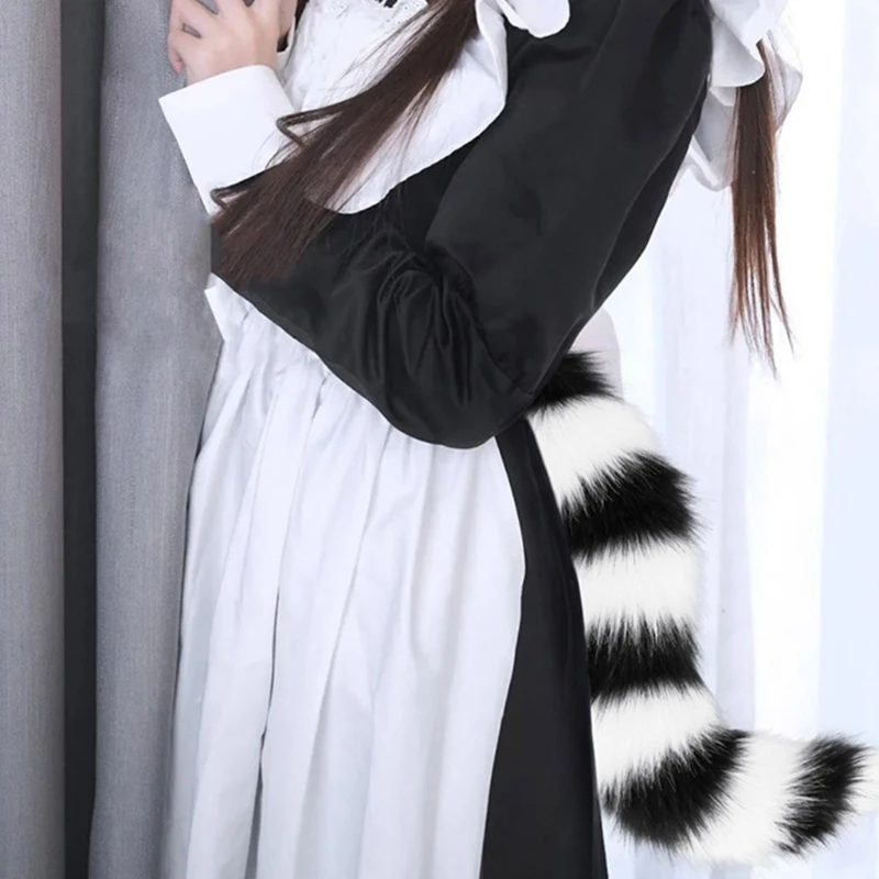 H9ED унисекс, реквизит для косплея с хвостом японского аниме, реквизит для вечеринки в честь Хэллоуина с хвостом волка и кошки Изображение 1