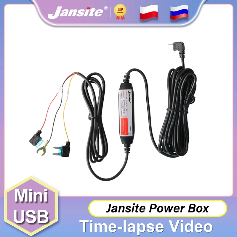 Jansite Hard Wire Kit Автомобильное зарядное устройство Mini USB, Инверторный преобразователь, адаптер для регистратора видеорегистратора, видеорегистратора, регистратора Изображение 0