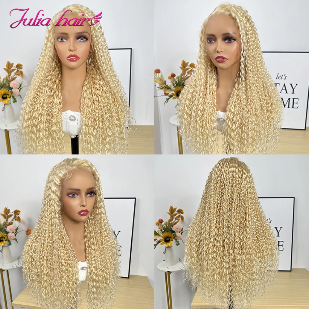 Julia Hair Светлые вьющиеся кружевные парики спереди 150 Плотность Бразильских вьющихся волос спереди 613 Парик из человеческих волос с детскими волосами для женщин Изображение 5