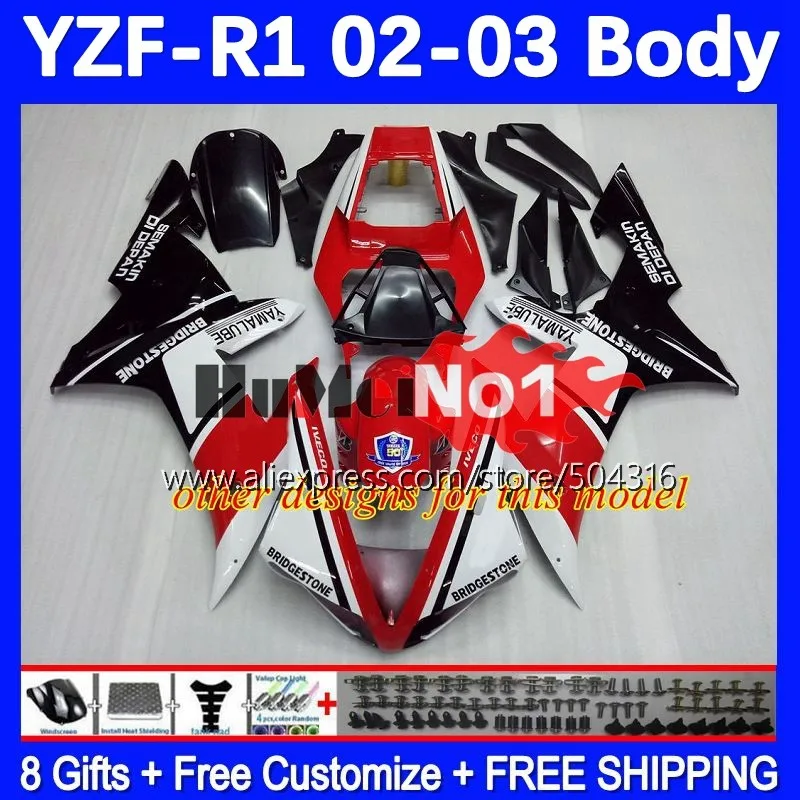 OEM Bodys Для YAMAHA YZF 1000 CC R1 R 1 YZF-R1 YZFR1 02 03 162MC.3 глянцевый черный YZF1000 1000CC 02-03 YZF-1000 2002 2003 Обтекатель Изображение 4