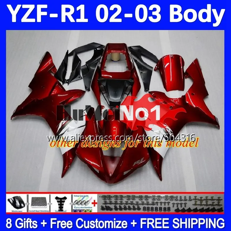 OEM Bodys Для YAMAHA YZF 1000 CC R1 R 1 YZF-R1 YZFR1 02 03 162MC.3 глянцевый черный YZF1000 1000CC 02-03 YZF-1000 2002 2003 Обтекатель Изображение 5