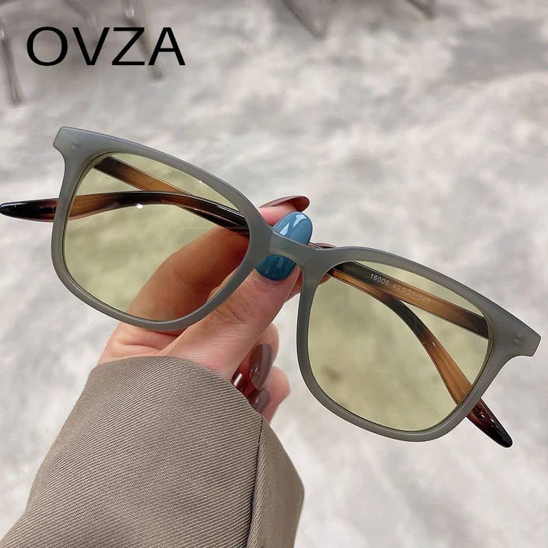 OVZA 2023 Женские солнцезащитные очки в стиле панк, модные солнцезащитные очки для мужчин, прямоугольные желтые очки с защитой от ультрафиолета S5080 Изображение 0