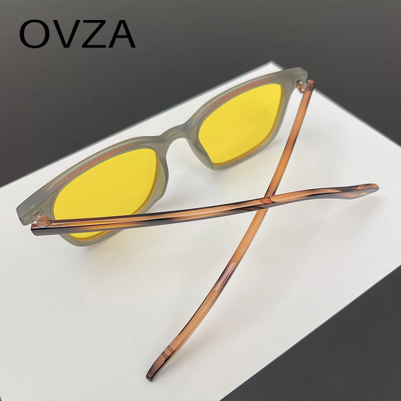 OVZA 2023 Женские солнцезащитные очки в стиле панк, модные солнцезащитные очки для мужчин, прямоугольные желтые очки с защитой от ультрафиолета S5080 Изображение 3