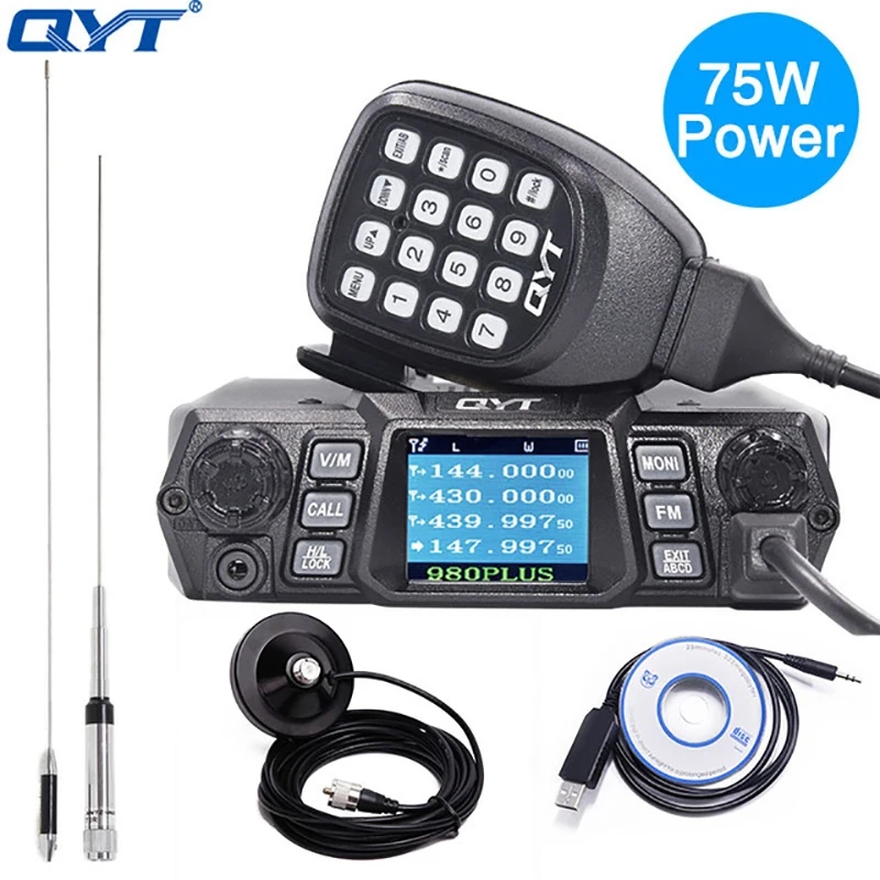 QYT KT-980 Plus Автомобильное радиоприемное устройство УКВ 136-174 МГц UHF 400-520 МГц Двухдиапазонное Базовое Автомобильное Грузовое Мобильное радиолюбительство KT980 Plus Изображение 0