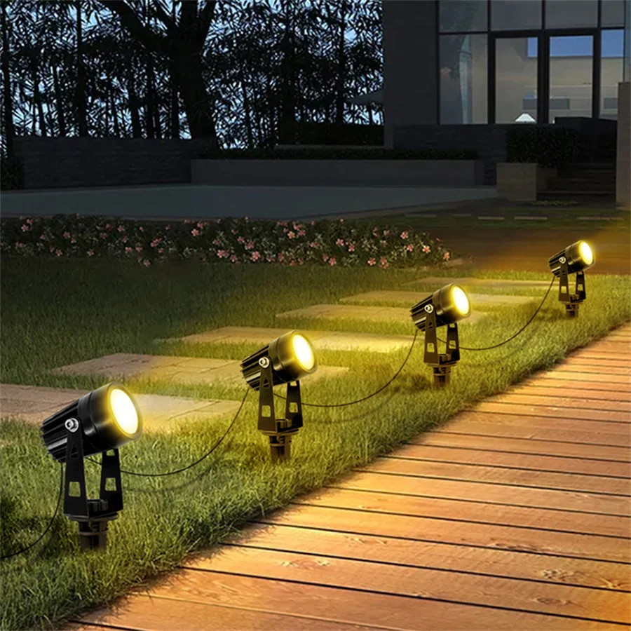 RGB Наружный Прожектор 12V LED Landscape Light Remote 7 Цветов, Меняющий Ландшафтный Свет, Водонепроницаемый для Декора Дворовой Садовой Дорожки Изображение 4