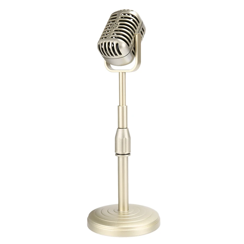 RISE-Винтажная настольная подставка для микрофона С регулируемой высотой, классическая подставка для микрофона в стиле ретро, поддельная Подставка для микрофона Изображение 5