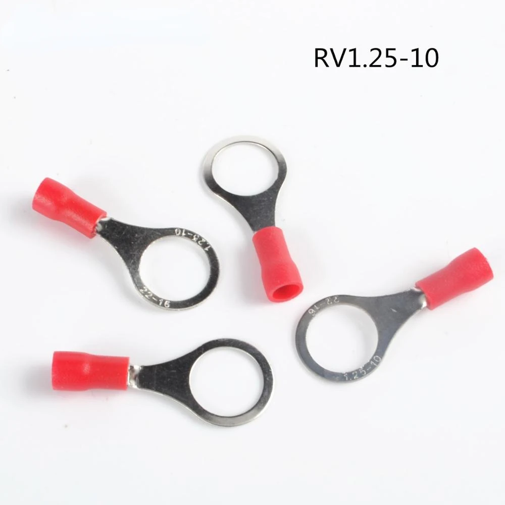 RV1.25-10 Красный 22-16 AWG 0,5-1,5 мм2 Изолированный Кольцевой Клеммный разъем Кабельный Провод Соединитель Изображение 0