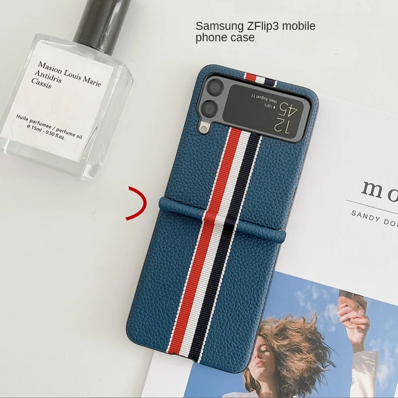 Samsung Galaxy Z Flip4 Flip3 Case 2021 С Рисунком Личи, Складной Чехол, Антидетонационные Роскошные Кожаные Чехлы для Galaxy Z Flip 3 4 Изображение 0