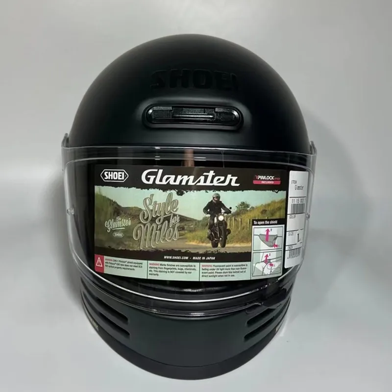 SHOEI GLAMSTER Классический ретро полнолицевой шлем для круизов, отдыха, мотоциклов и шоссейных гонок Защитный шлем Матовый черный Изображение 1