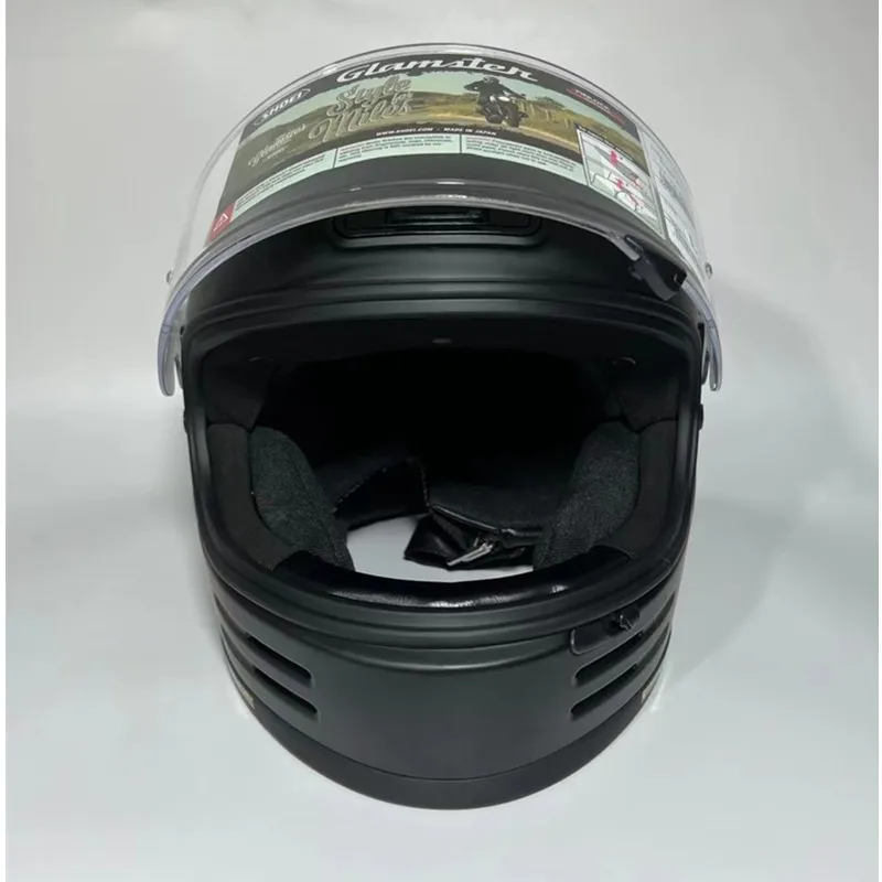 SHOEI GLAMSTER Классический ретро полнолицевой шлем для круизов, отдыха, мотоциклов и шоссейных гонок Защитный шлем Матовый черный Изображение 2