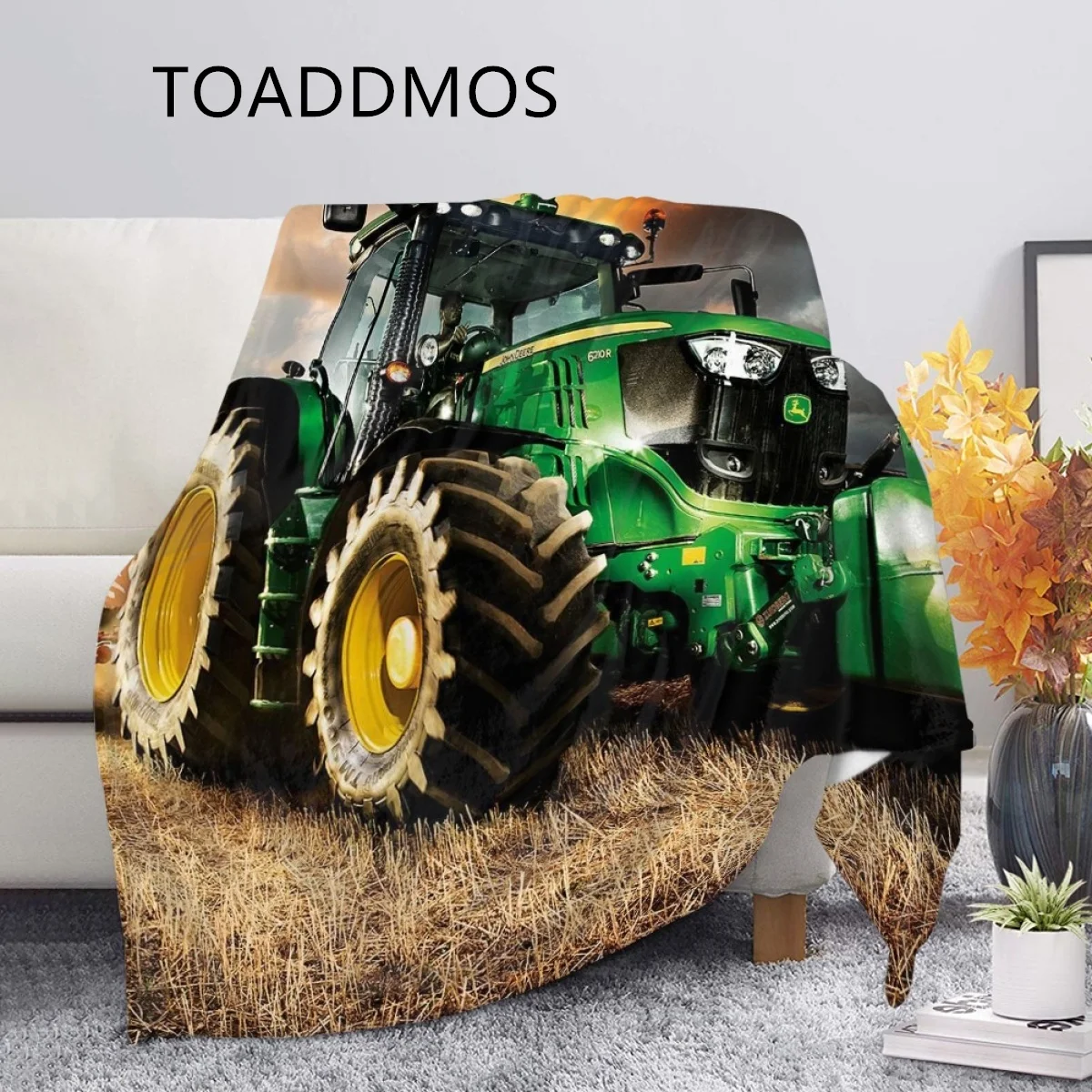 TOADDMOS Фермерский автомобиль, трактор, Плюшевое одеяло с принтом, Уютное Теплое Офисное тонкое одеяло, простыня, подарок для домашнего декора в гостиной Изображение 0