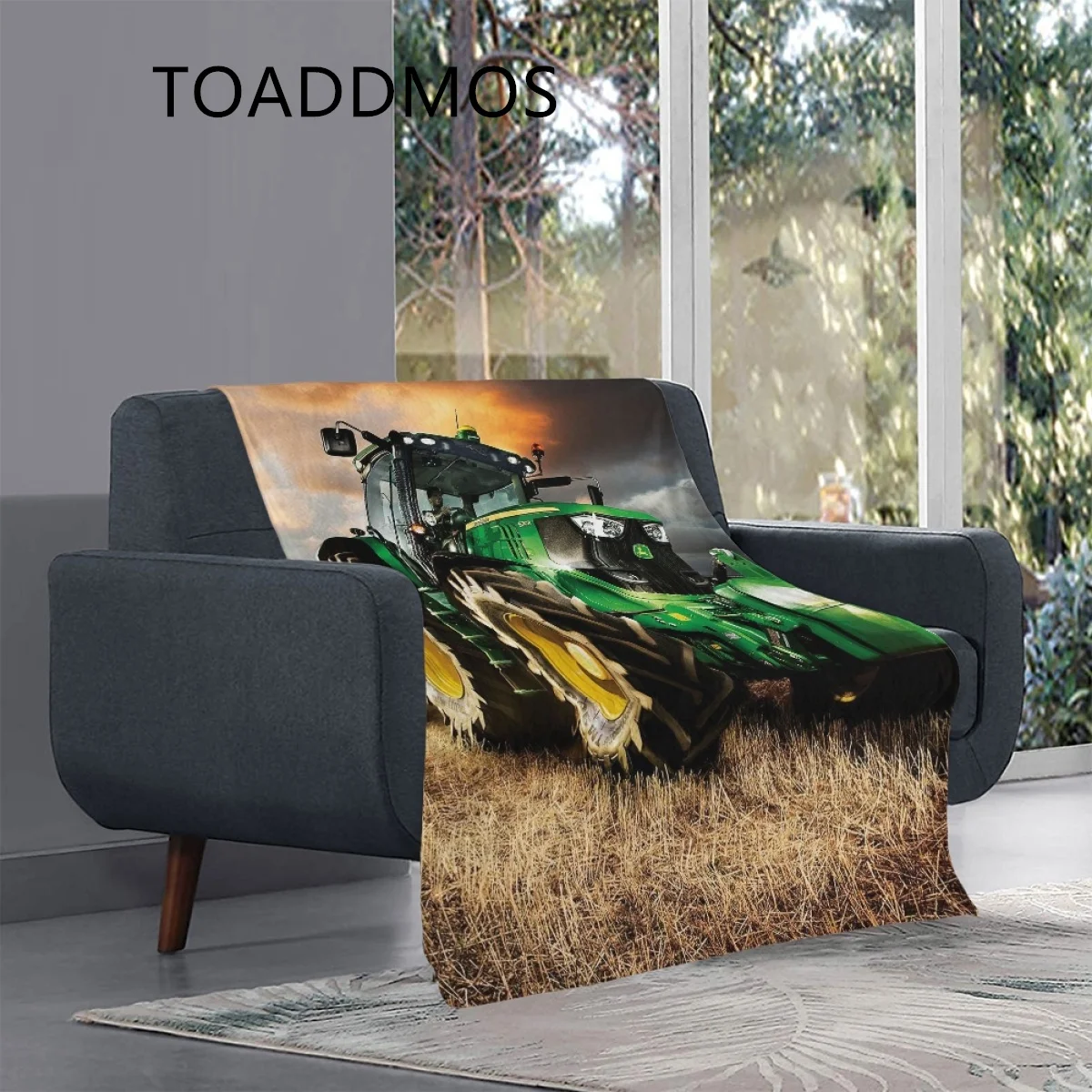 TOADDMOS Фермерский автомобиль, трактор, Плюшевое одеяло с принтом, Уютное Теплое Офисное тонкое одеяло, простыня, подарок для домашнего декора в гостиной Изображение 2