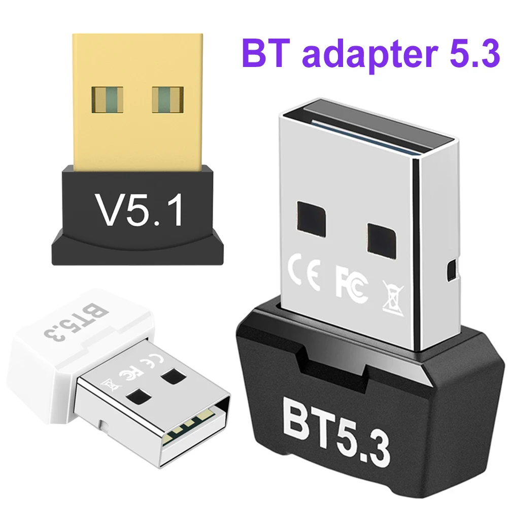 USB Bluetooth5.3 Адаптер Передатчик Приемник Bluetooth Аудио Bluetooth Ключ Беспроводной USB Адаптер для ПК Динамик Мышь Геймпад Изображение 1