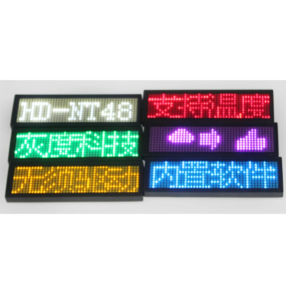 USB Перезаряжаемый электронный умный программируемый именной светодиодный значок с именем, поддержка нескольких языков, диапазон управления 44 x 11 пикселей.. Изображение 2
