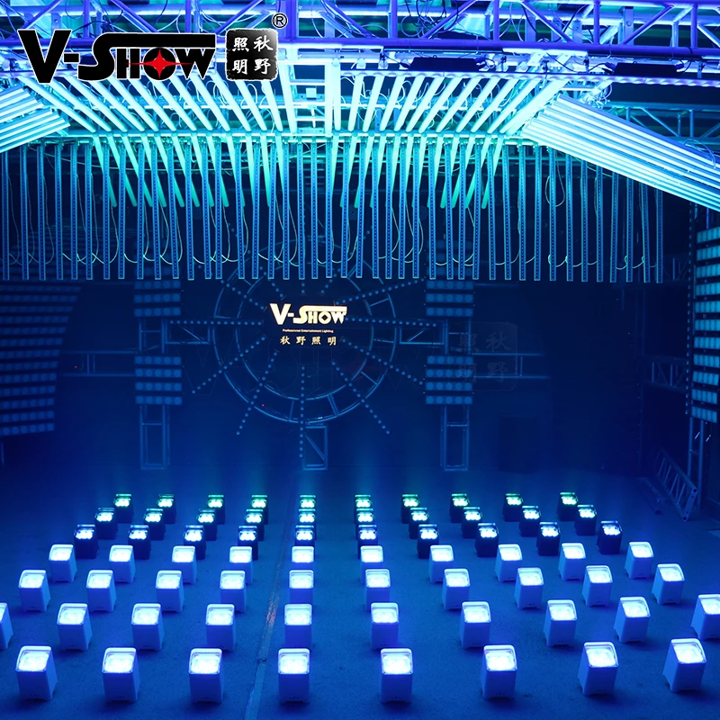 V-show 1 шт. аккумулятор Беспроводной DMX Wifi пульт дистанционного светодиодного свадебного освещения 6x18 Вт RGBWAUV 6in1 LED Par DJ Sound Party lights Изображение 4