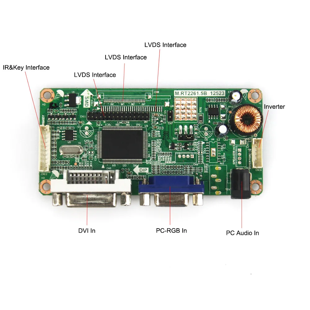 (VGA + DVI) M.RT2261 Плата Драйвера ЖК-/светодиодного Контроллера Для Повторного Использования Монитора B089AW01 V.1 LVDS Для Ноутбука 1024x600 Изображение 5