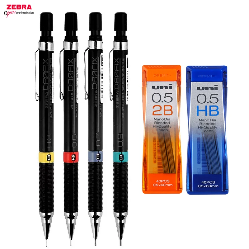 Zebra DRAFIX DM3/5/7/9-300 Механический карандаш, 0,3 мм, 0,5 мм, 0,7 0,9 Автоматические ручки для черчения, заменить сменные грифели Uni HB 2B Изображение 0