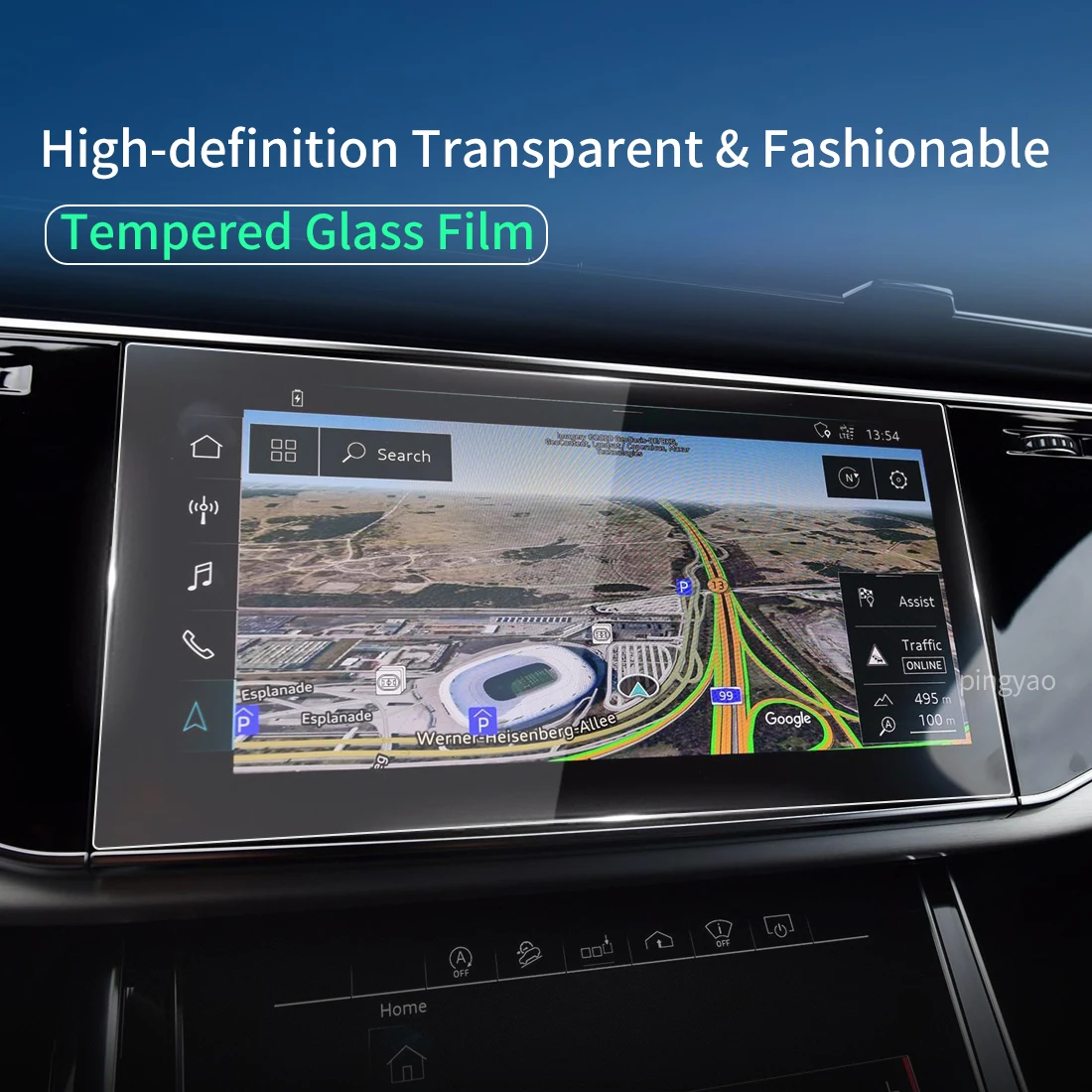 Автомобильная наклейка, протектор экрана, приборная панель для Audi Q7 2023, дисплей навигатора, защитная пленка из закаленного стекла, автомобильные аксессуары для транспортных средств Изображение 1
