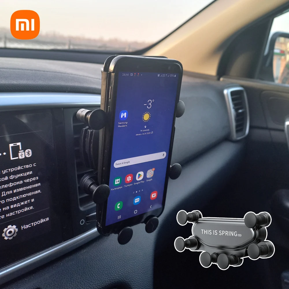 Автомобильный держатель телефона Xiaomi, зажим для вентиляционного отверстия, подставка для смартфона, Гравитационное крепление для iPhone Huawei Samsun, Универсальная подставка для GPS в автомобиле Изображение 1