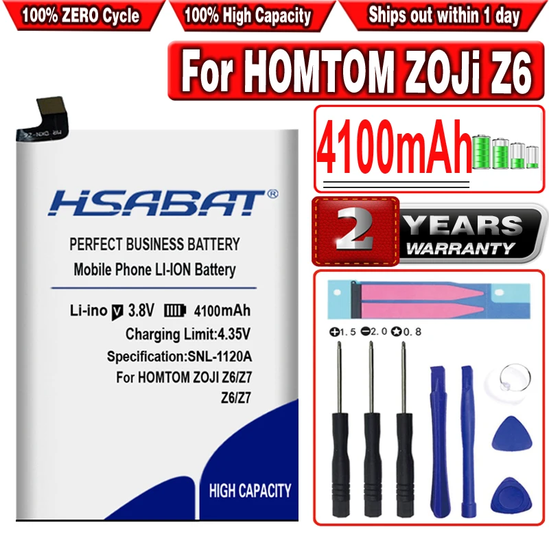 Аккумулятор HSABAT емкостью 4100 мАч для HOMTOM ZOJI Z6 /ZOJI Z7 Изображение 0