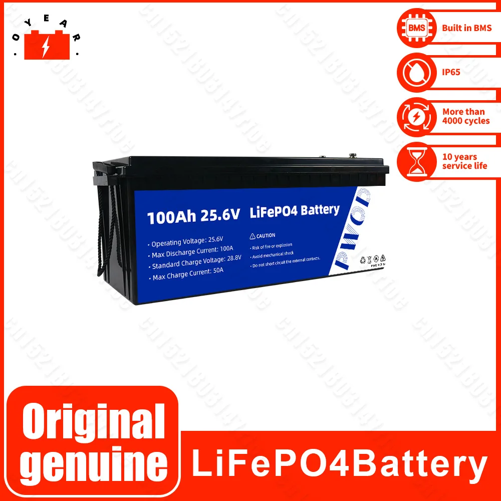 Аккумуляторная Батарея Lifepo4 24V 100AH Встроенный Литий-железофосфатный элемент Класса A BMS С ЖК-дисплеем Для Домашнего Хранения энергии Гольф-карт Изображение 0
