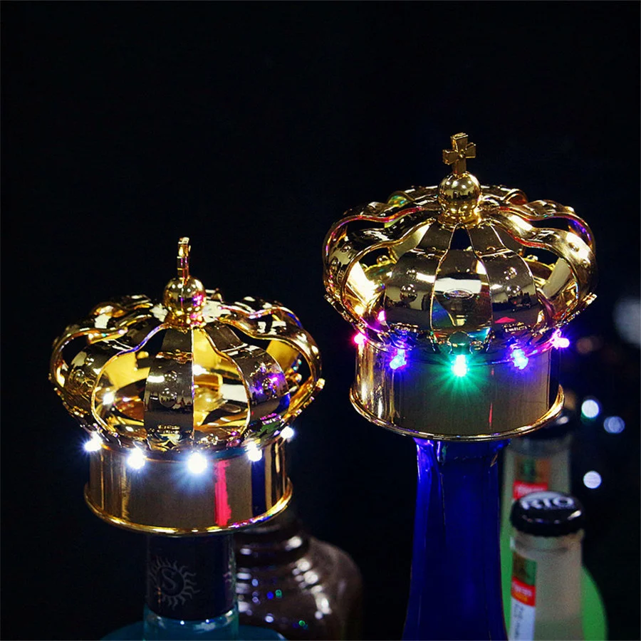 Бутылка шампанского в виде короны, стробоскопическая палочка, светодиодный бенгальский огонь, перезаряжаемая пробка для шампанского, Мигающие бенгальские огни для вечеринки в ночном клубе, баре. Изображение 1