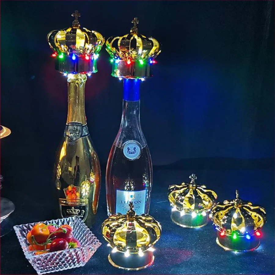 Бутылка шампанского в виде короны, стробоскопическая палочка, светодиодный бенгальский огонь, перезаряжаемая пробка для шампанского, Мигающие бенгальские огни для вечеринки в ночном клубе, баре. Изображение 4