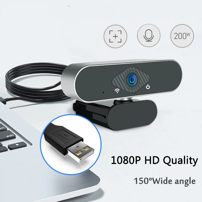 Веб-камера Xiaovv 1080P с микрофоном 150 ° Широкоугольная USB HD-камера Веб-трансляция портативного компьютера с возможностью увеличения YouTube Skype FaceTime Изображение 3