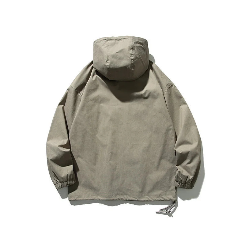Весна 2022, мужская куртка с капюшоном, японская уличная мода, свободный повседневный пуловер на молнии, мужское винтажное пальто-карго Изображение 2