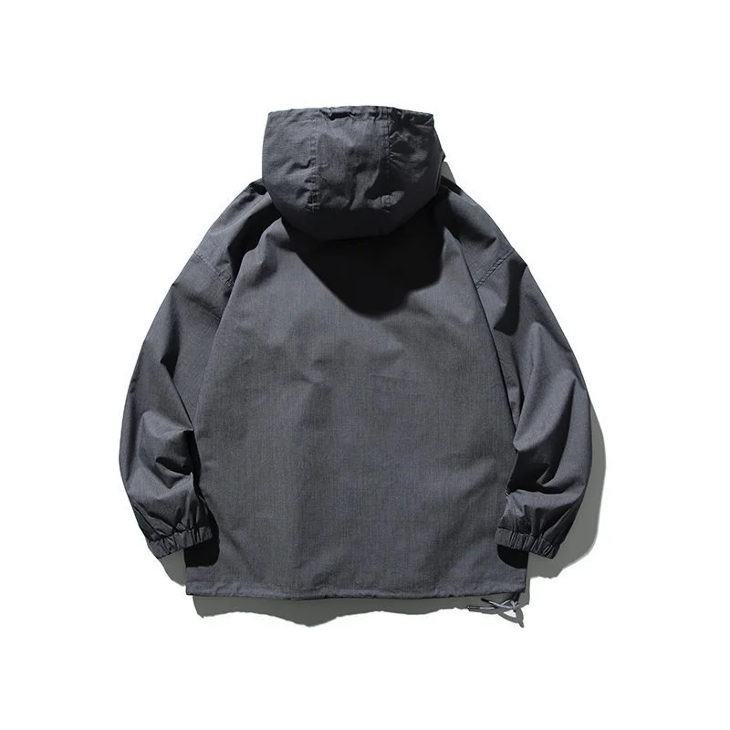 Весна 2022, мужская куртка с капюшоном, японская уличная мода, свободный повседневный пуловер на молнии, мужское винтажное пальто-карго Изображение 3