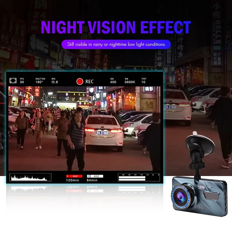 Видеорегистратор WiFi Full HD 1080P Автомобильный видеорегистратор заднего вида, камера заднего вида, Видеомагнитофон, камера ночного видения, GPS-трекер, Черный ящик Изображение 2
