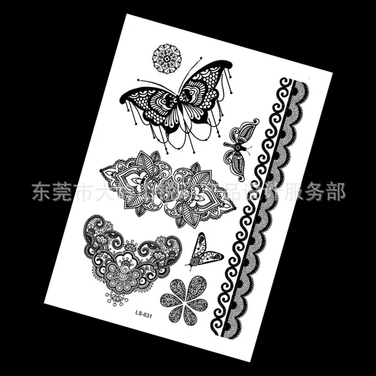 Водонепроницаемая временная татуировка Наклейка тату черный сексуальный кружевной чулок бабочка флэш тату поддельные татуировки для девушек женщин Изображение 5